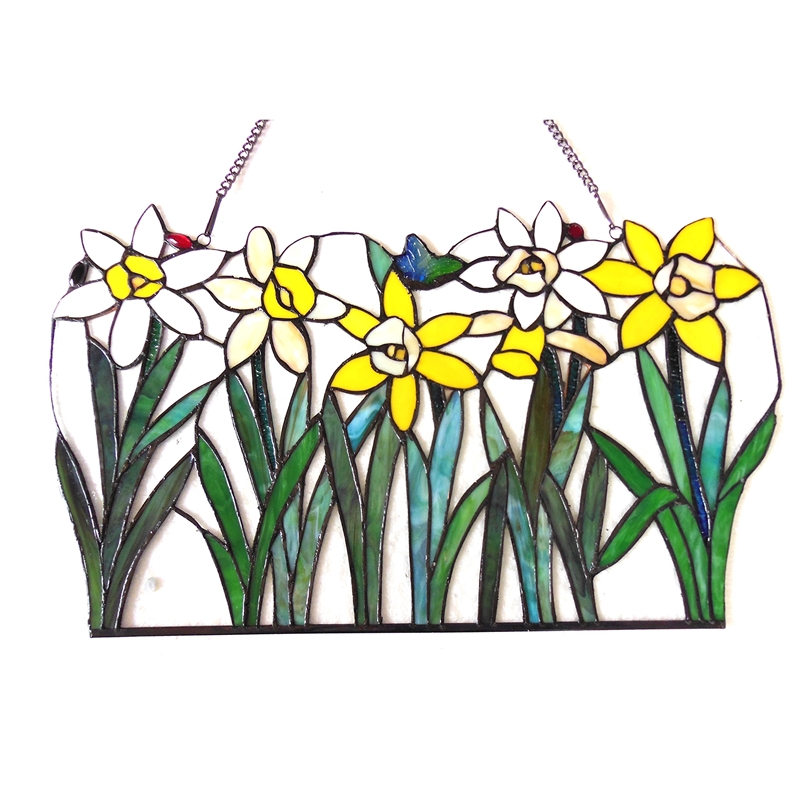 CHLOE Daisy Tiffany-glass Flowers Window Panel 23