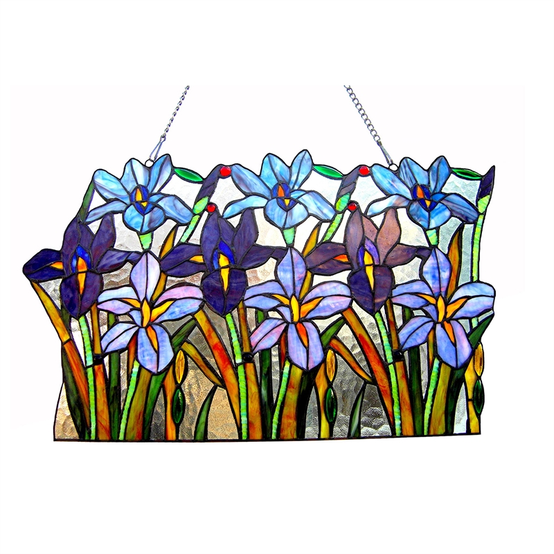 CHLOE Ariana Tiffany-glass Iris Window Pane 24' Wide