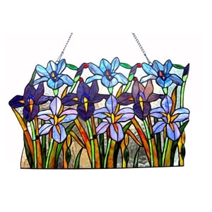 CHLOE Ariana Tiffany-glass Iris Window Pane 24' Wide