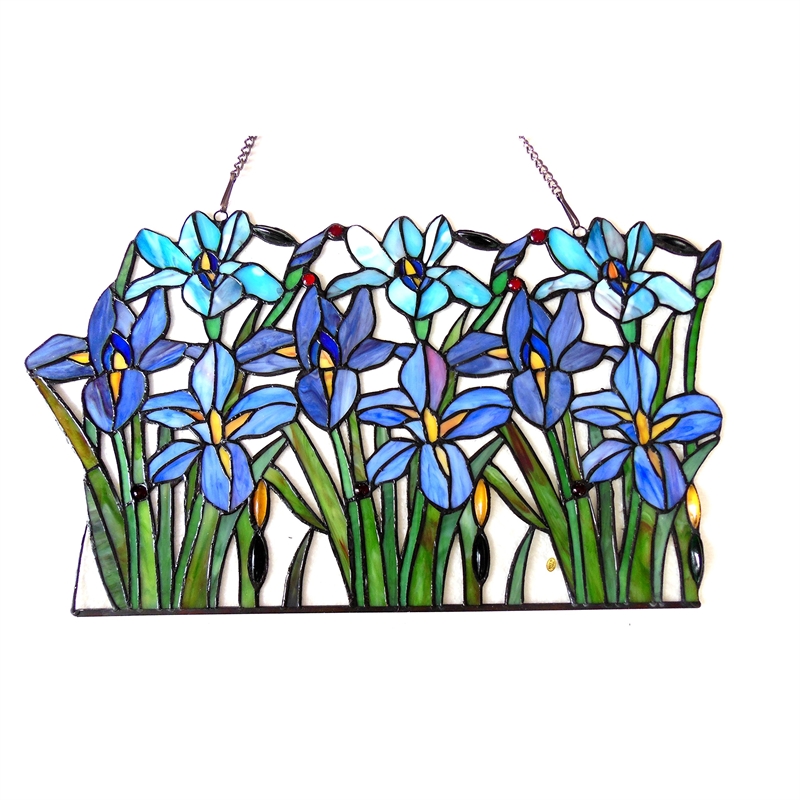 CHLOE Ariana Tiffany-glass Iris Window Pane 24' Wide