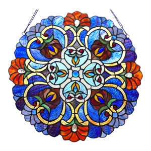 CHLOE Angela Victorian Tiffany-glass Window Panel 21&quot Wide