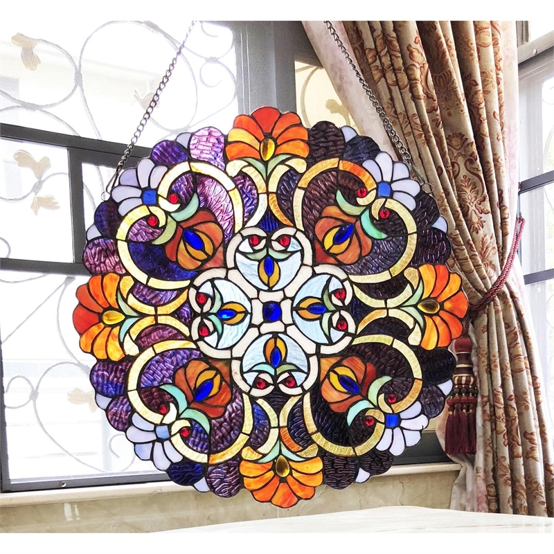 CHLOE Angela Victorian Tiffany-glass Window Panel 21