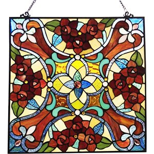 CHLOE Noelle Victorian Tiffany-glass Window Panel 20&quot Wide