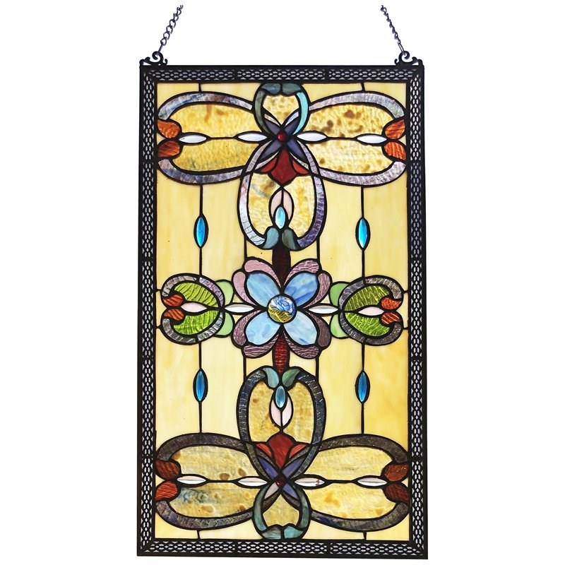 CHLOE Jenice Tiffany-Style Victorian Stained-Glass Window Panel 26