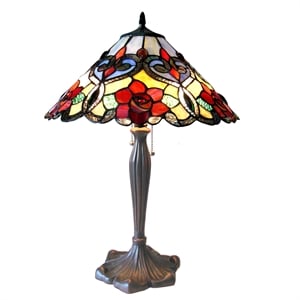 CHLOE Lindsay Tiffany-style 2 Light RosesTable Lamp 17&quot Shade