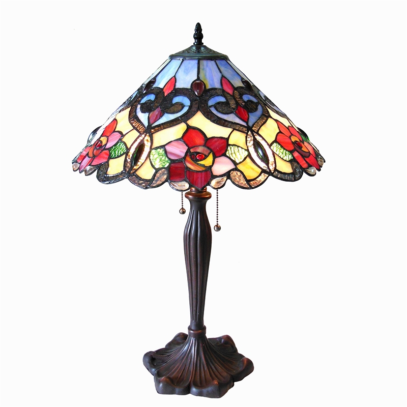 CHLOE Lindsay Tiffany-style 2 Light RosesTable Lamp 17