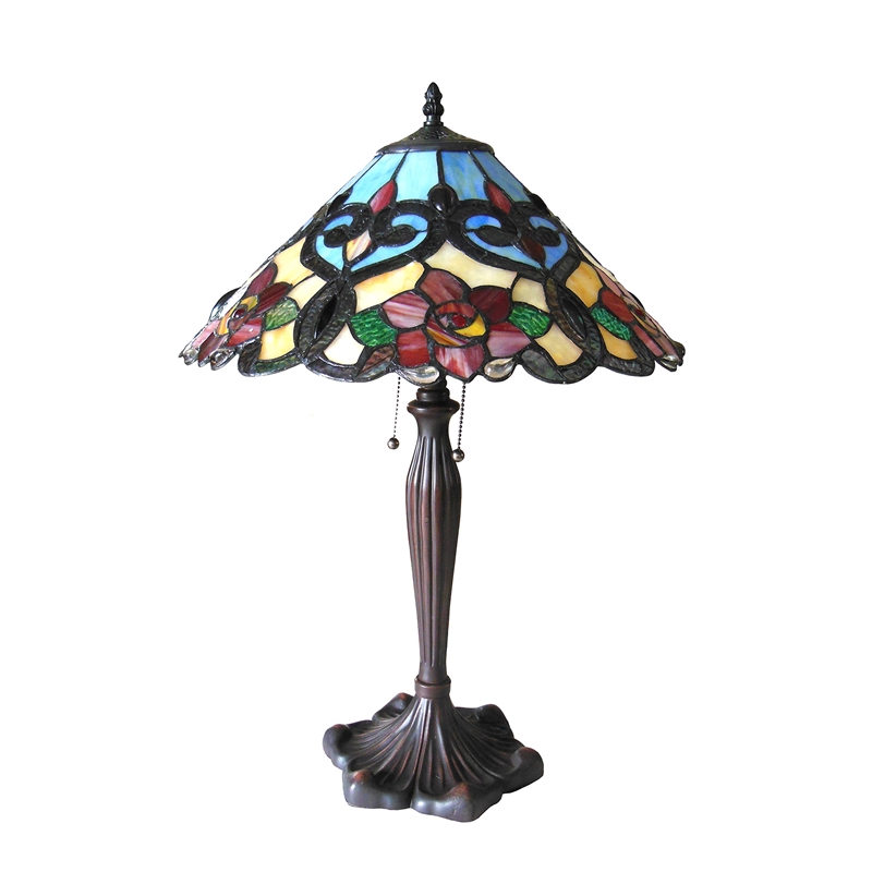 CHLOE Lindsay Tiffany-style 2 Light RosesTable Lamp 17