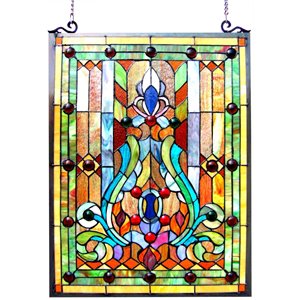 CHLOE Tiffany-glass Victorian Window Panel 18x24