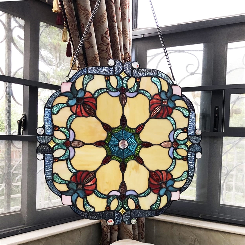 CHLOE Rosalie Victorian Tiffany-glass Window Panel 18