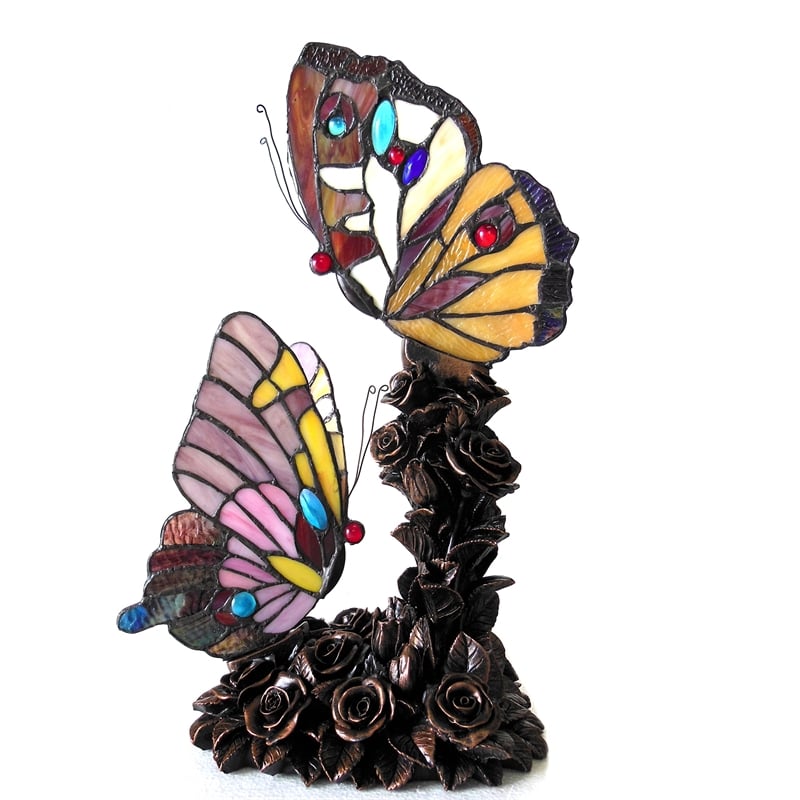 CHLOE Edith 1 Tiffany-style 2 Light Butterfly Table Lamp 10