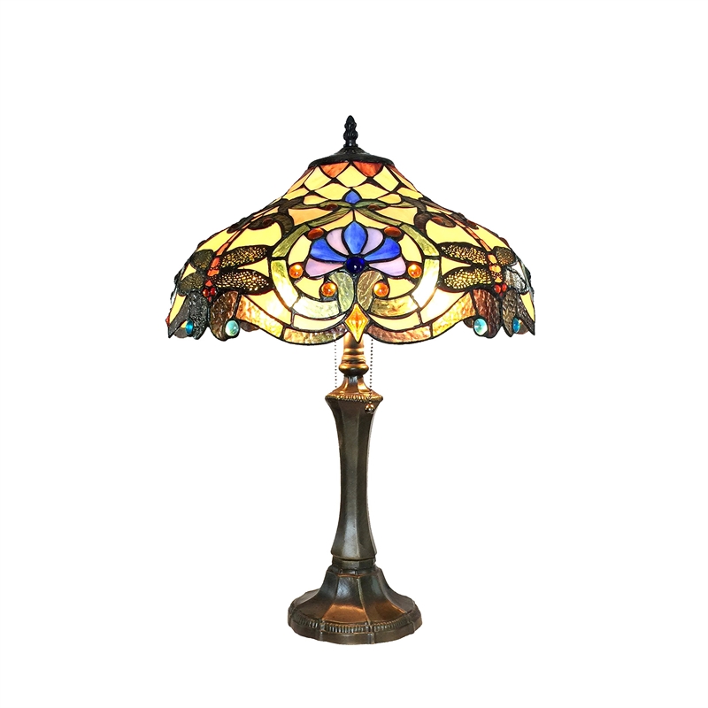 CHLOE Amberwing Tiffany-style 2 Light Dragonfly Table Lamp 17