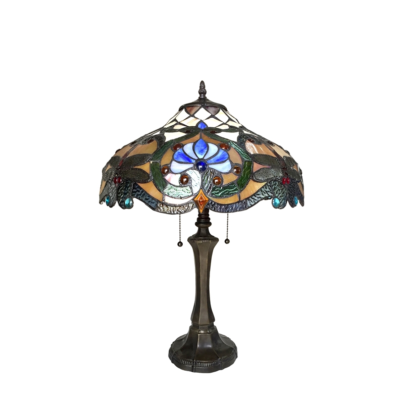 CHLOE Amberwing Tiffany-style 2 Light Dragonfly Table Lamp 17