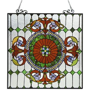 CHLOE Tiffany-glass Victorian Window Panel 25x25