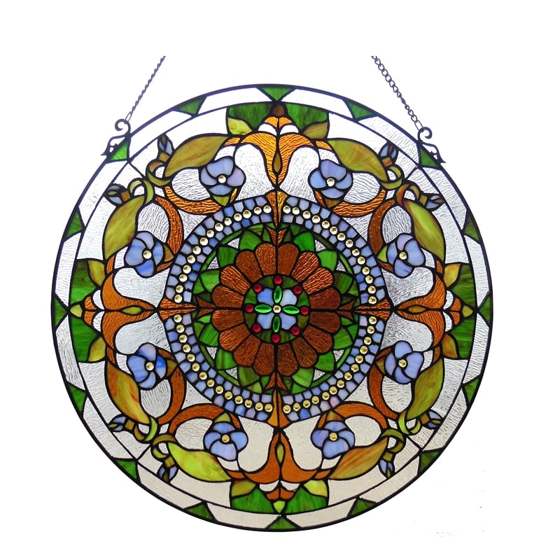 CHLOE Violetta Tiffany-glass Victorian Window Panel 24