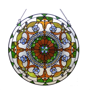 CHLOE Violetta Tiffany-glass Victorian Window Panel 24&quot