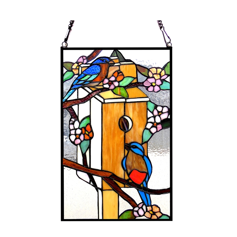 CHLOE Home Tiffany-glass Window Panel 12x19