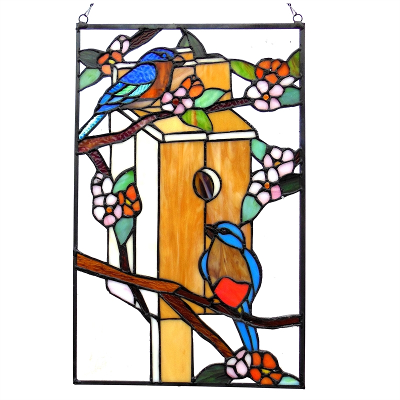 CHLOE Home Tiffany-glass Window Panel 12x19