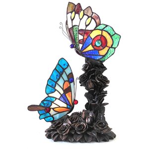 CHLOE Edith 2 Tiffany-style 2 Light Butterfly Table Lamp 10&quot Wide