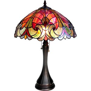CHLOE Amor Tiffany-style 2 Light Victorian Table Lamp 16&quot Shade