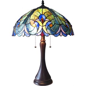 CHLOE Amor Tiffany-style 2 Light Victorian Table Lamp 16&quot Shade