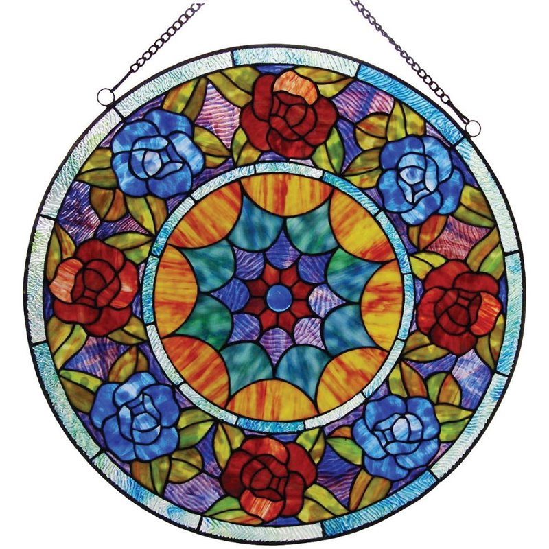 CHLOE Tiffany-glass Roses Window Panel 22