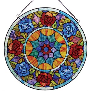 CHLOE Tiffany-glass Roses Window Panel 22&quot