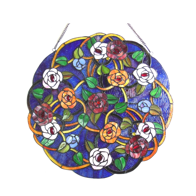 CHLOE Shreveport Tiffany-glass Roses Window Panel 24