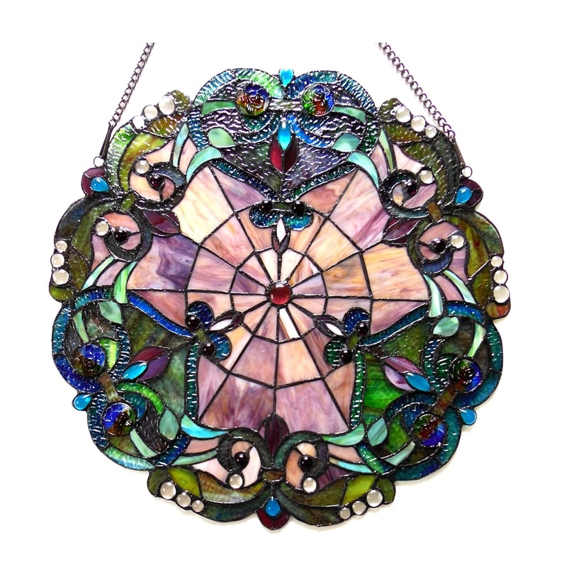 CHLOE Emilia Tiffany-glass Victorian Window Panel 20