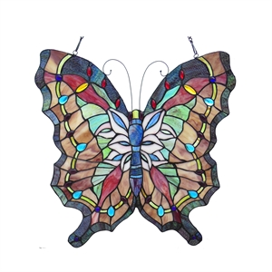 CHLOE Papilio Tiffany-glass Butterfly Window Panel 22x22