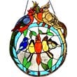 CHLOE Songbird Tiffany-glass featuring Birds Resting on Wire Window Panel 19x25