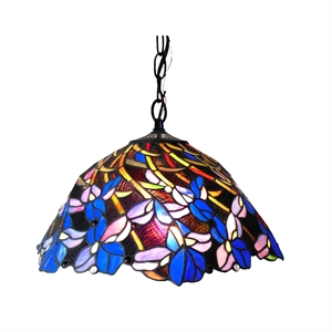 CHLOE Natalie Tiffany-style 2 Light Iris Hanging Pendant Lamp 19&quot Shade