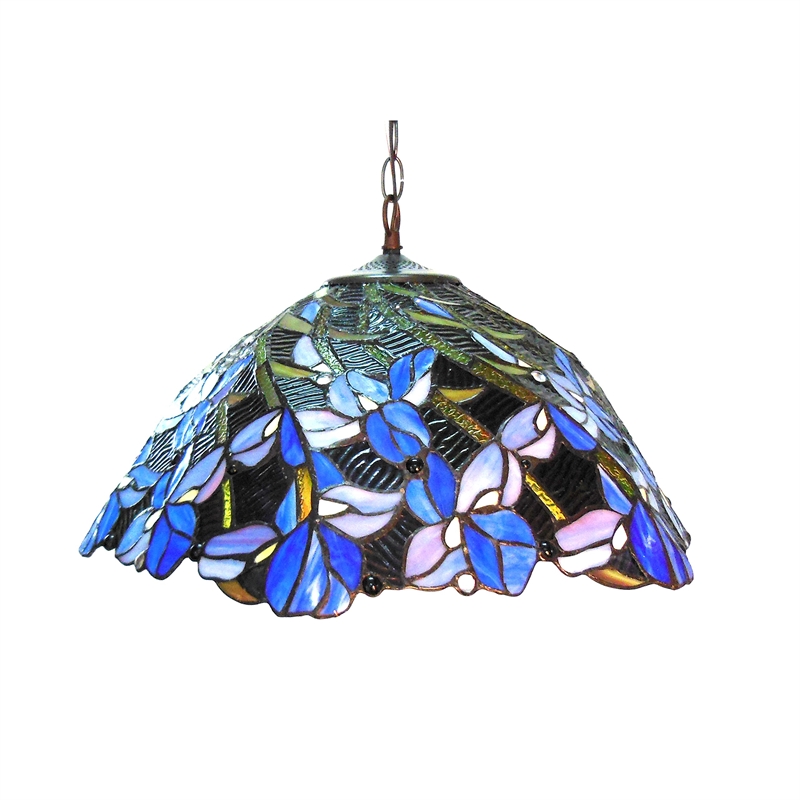 CHLOE Natalie Tiffany-style 2 Light Iris Hanging Pendant Lamp 19