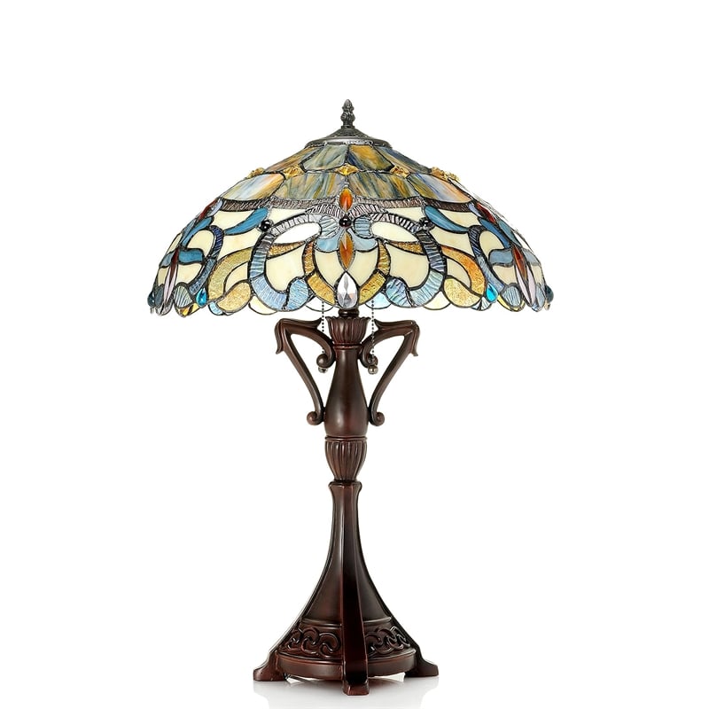 CHLOE Nora Tiffany Style Victorian 2 Light Table Lamp 18