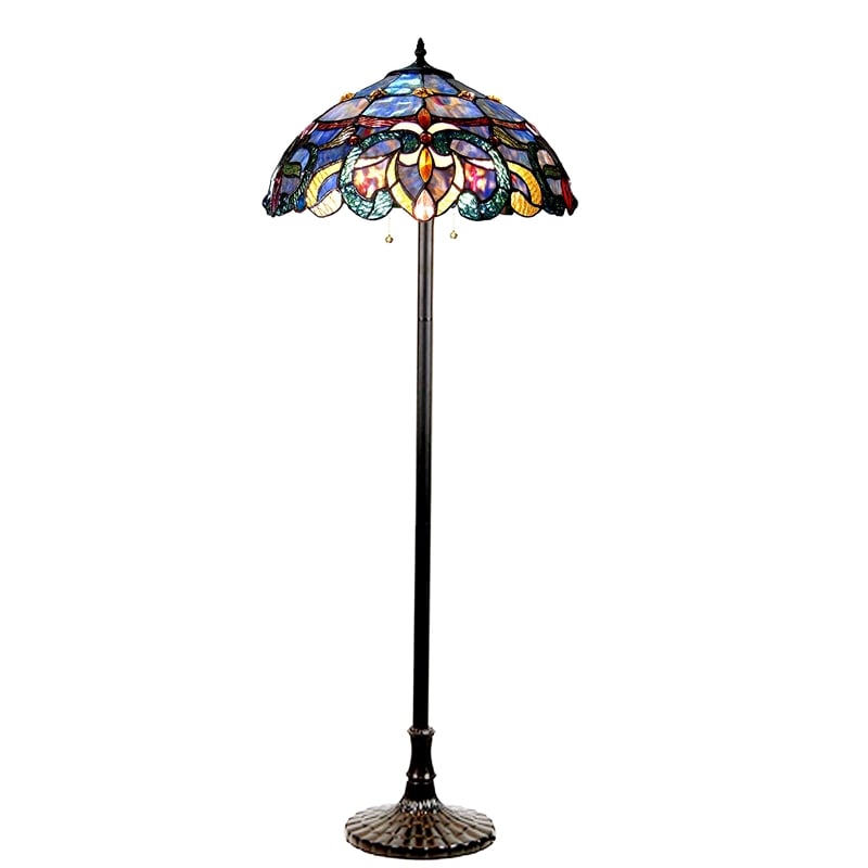CHLOE Nora Tiffany Style Victorian 2 Light Floor Lamp 18