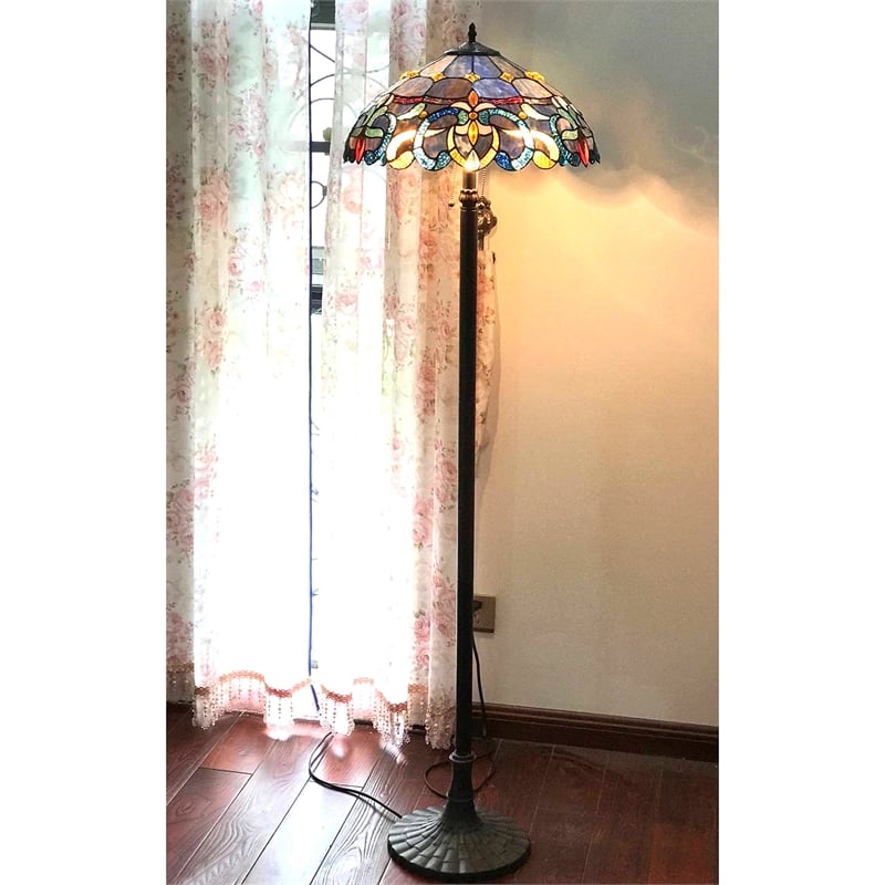 CHLOE Nora Tiffany Style Victorian 2 Light Floor Lamp 18