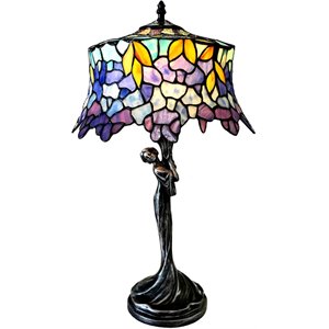 CHLOE Sophia Wisteria 1 Light Antique Dark Bronze Table Lamp 13&quot Shade