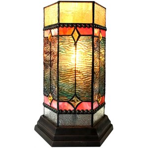 CHLOE Neilson Tiffany-glass Accent Pedestal 1 Light Mission table lamp 14&quot Tall