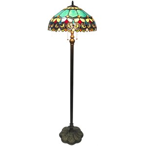 CHLOE Aubrey Victorian 2 Light Antique Dark Bronze Floor Lamp 18&quot Shade