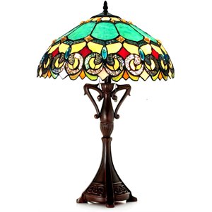 CHLOE Aubrey Victorian 2 Light Antique Dark Bronze Table Lamp 18&quot Shade