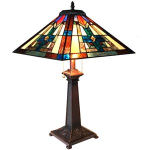 CHLOE Taite Tiffany-style 2 Light Mission Table Lamp 16&quot Shade