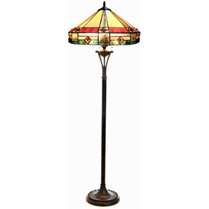 CHLOE Ridley Tiffany-style 2 Light Mission Floor Lamp 18&quot Shade