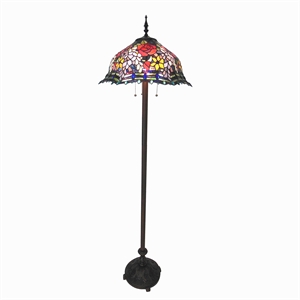 CHLOE Carrell 3 Light Roses Floor Lamp 20&quot Shade