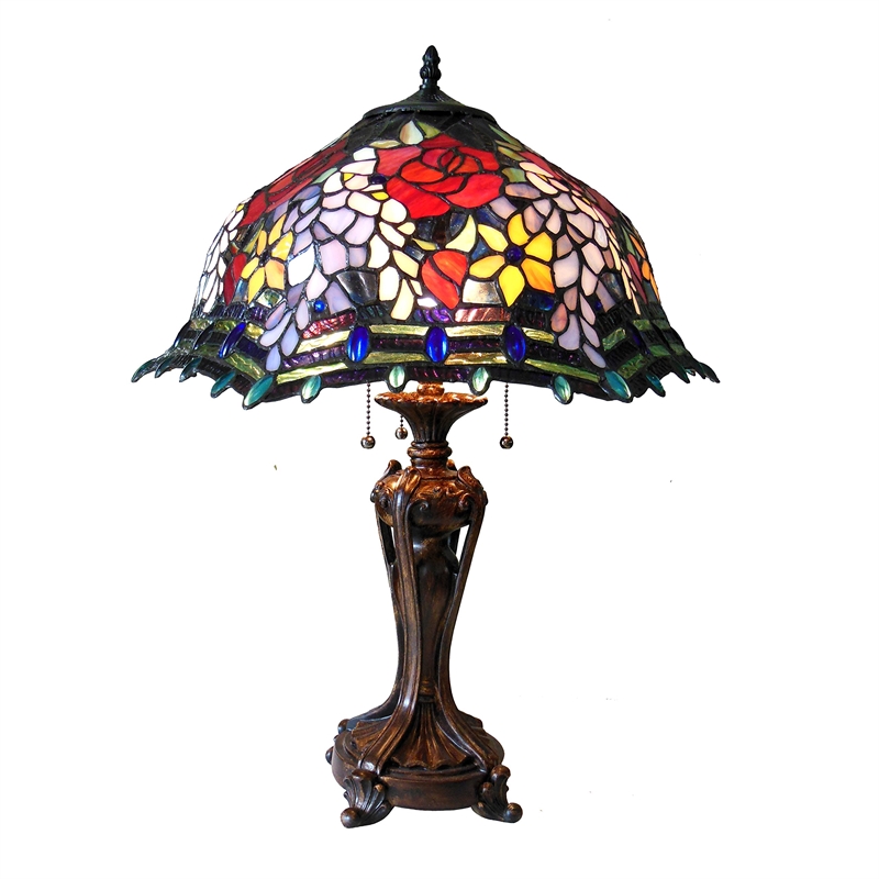 CHLOE Carrell Tiffany-style 3 Light Roses Floor Lamp 20