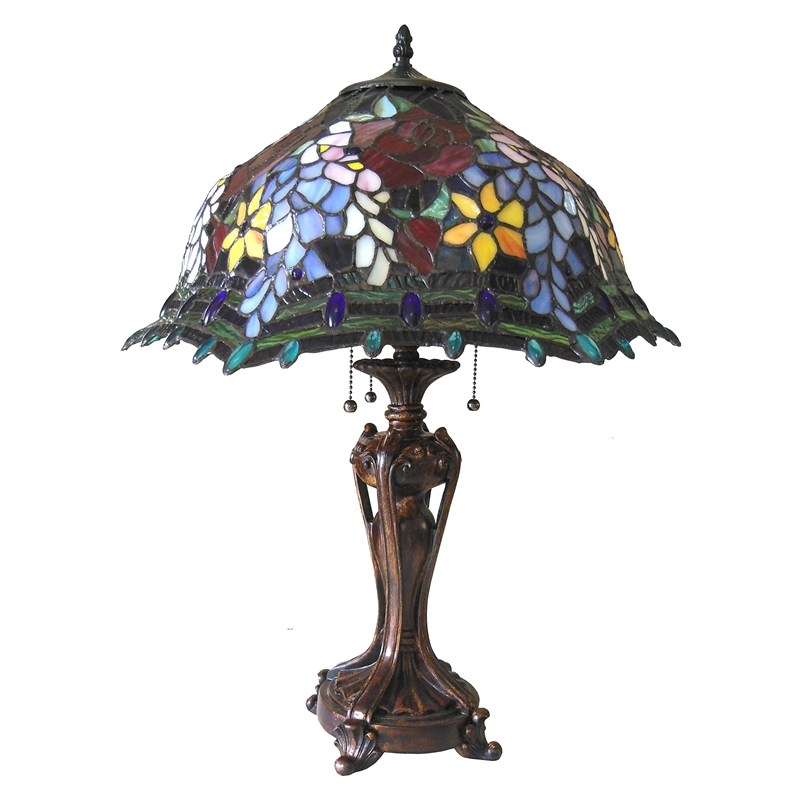 CHLOE Carrell Tiffany-style 3 Light Roses Floor Lamp 20