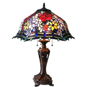 chloe carrell tiffany-style 3 light roses floor lamp 20