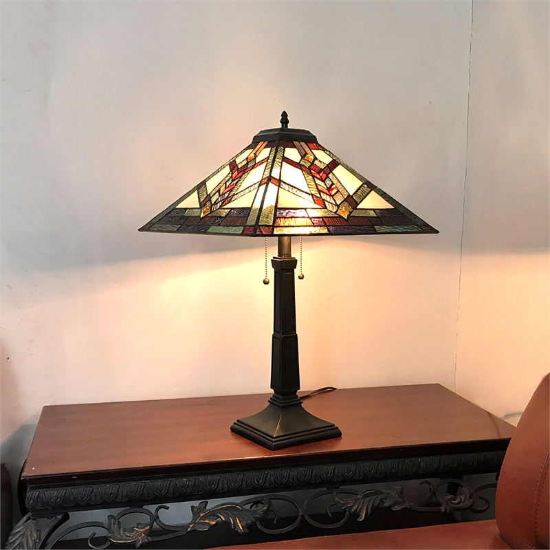 CHLOE Wylie Tiffany-style 2 Light Mission Table Lamp 16