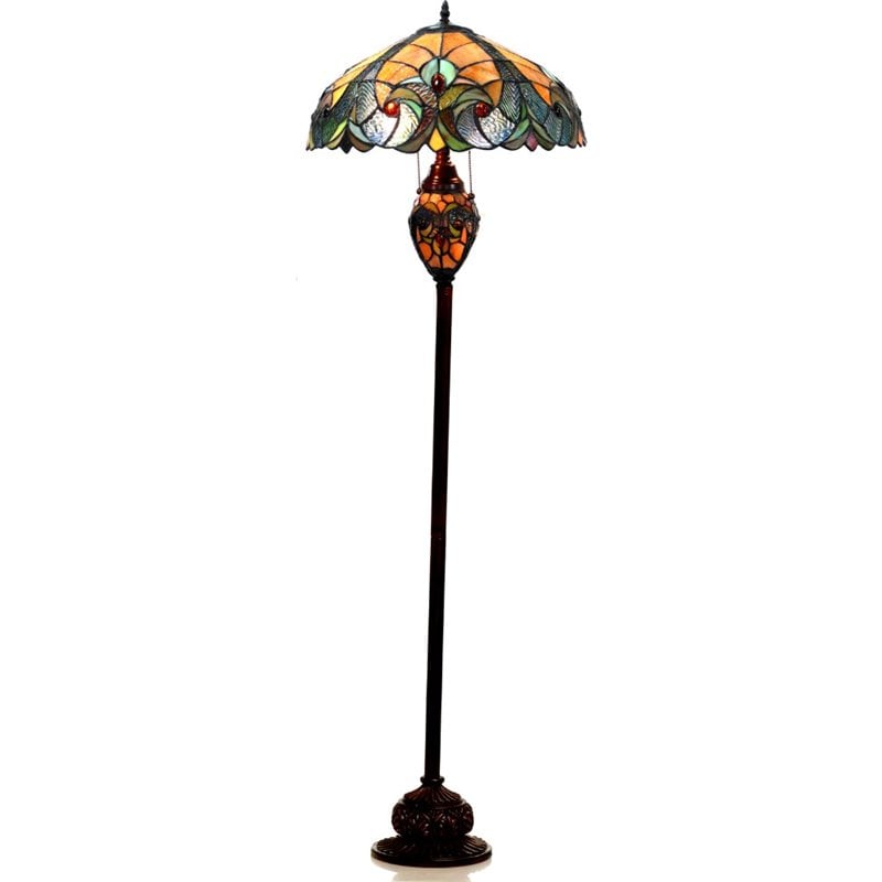 CHLOE Liaison Tiffany-style 3 Light Victorian Double Lit Floor Lamp 18