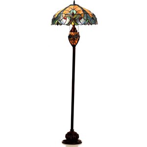 chloe liaison tiffany-style 3 light victorian double lit floor lamp 18