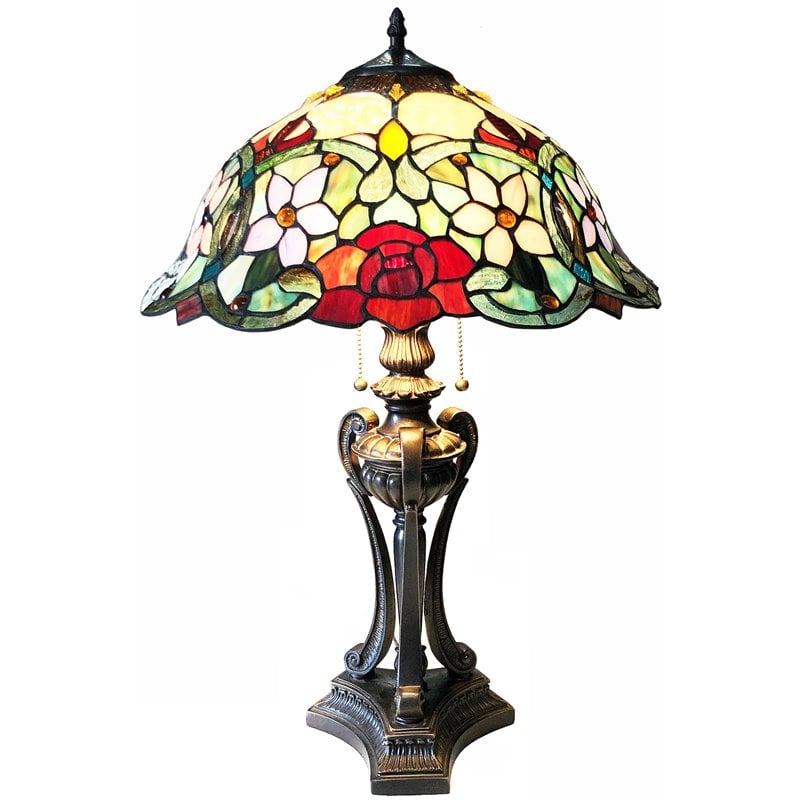 CHLOE Piper Tiffany-Style Floral Stained Glass Table Lamp 26