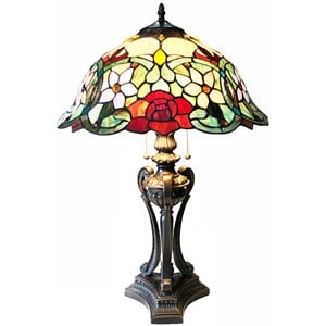 CHLOE Piper Tiffany-Style Floral Stained Glass Table Lamp 26&quot Height